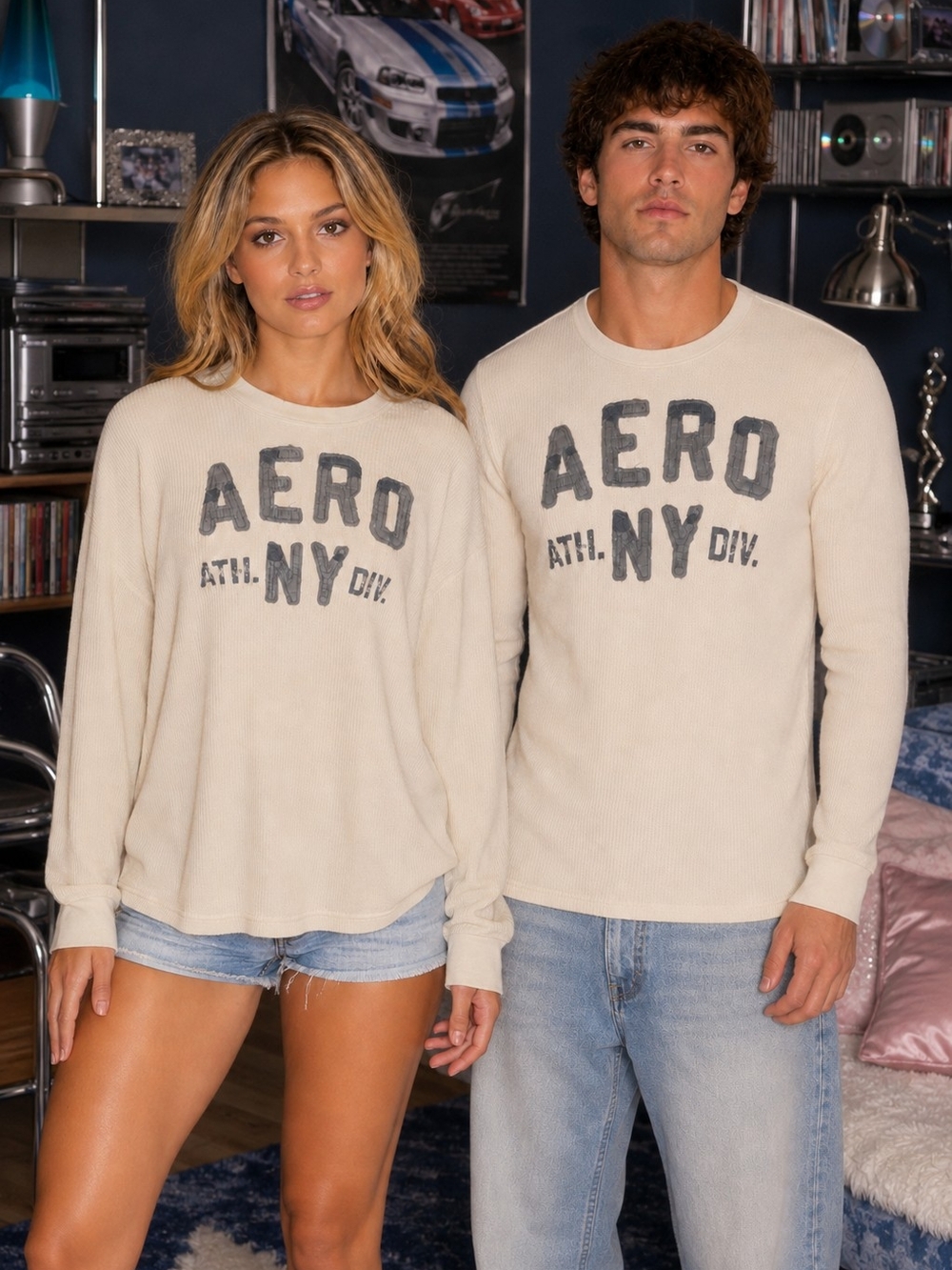 Unisex Aeropostale Aero NY Thermal Long Sleeve Shirt Size Medium